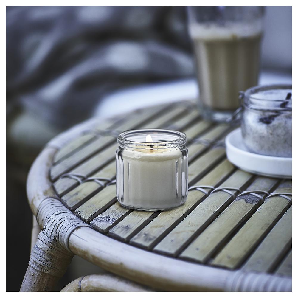IKEA JÄMLIK Vela aromática en vaso vainilla/beige claro 12 hr Envío gratis