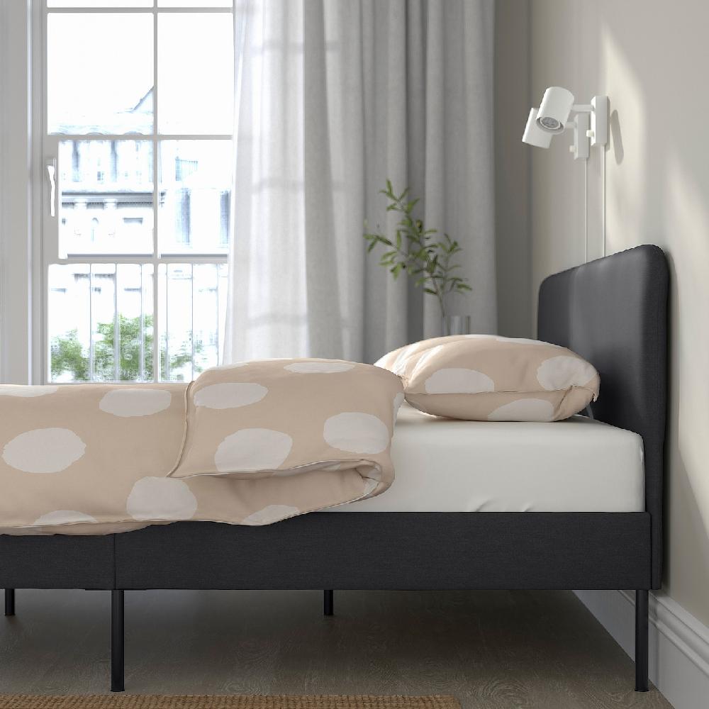 IKEA SLATTUM Estructura cama tapizada Vissle gris oscuro 140x200 cm ÚLTIMAS EDICIONES