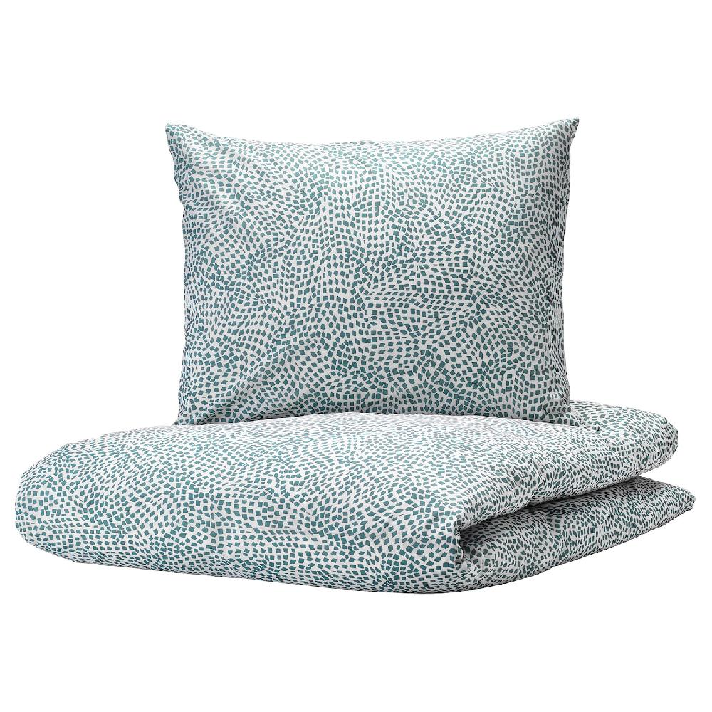 IKEA TRÄDKRASSULA Funda nórdica con funda de almohada blanco/azul 150x200/50x60 cm