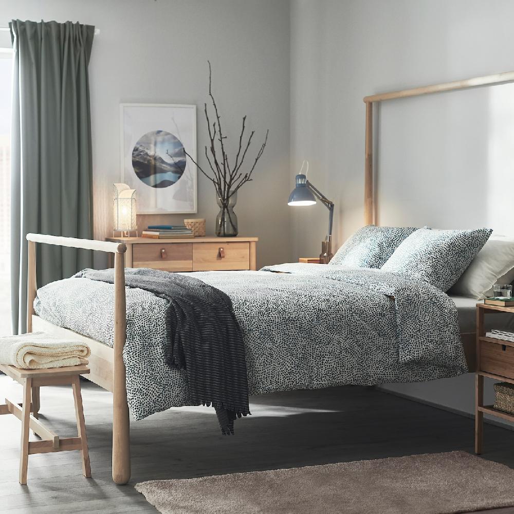 IKEA TRÄDKRASSULA Funda nórdica con funda de almohada blanco/azul 150x200/50x60 cm Últimos 2 días