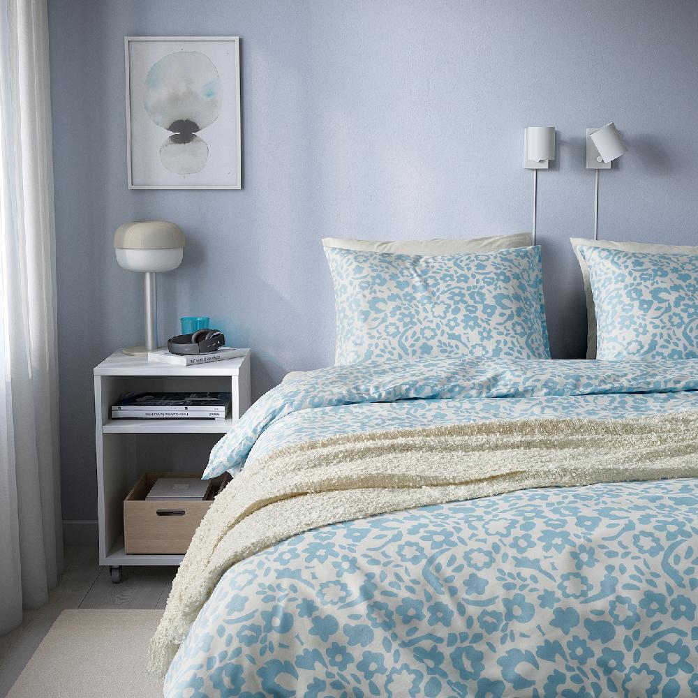 IKEA CYMBALBLOMMA Funda nórdica y 2 fundas almohada blanco/azul 240x220/50x60 cm Último día