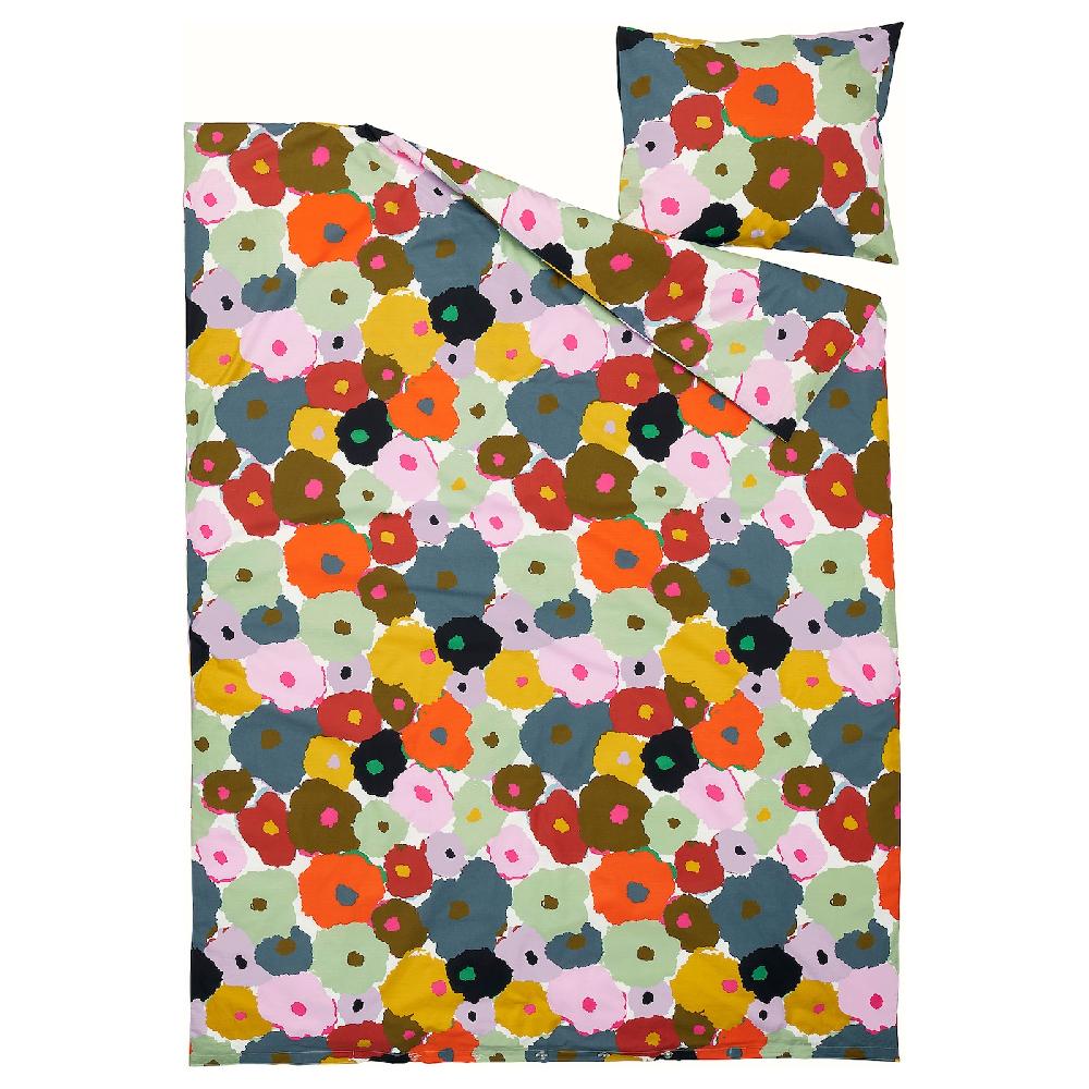 IKEA MURREVA Funda nórdica con funda de almohada multicolor/motivo floral 150x200/50x60 cm En oferta