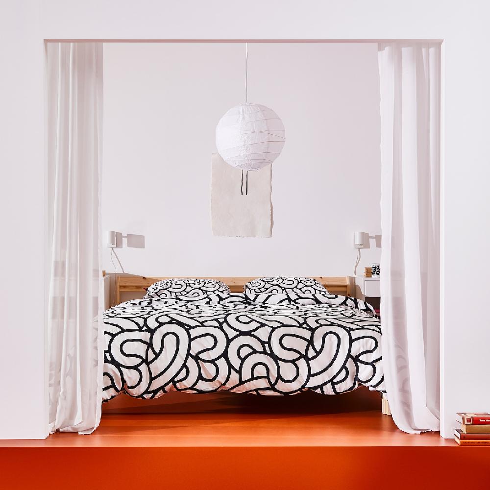 IKEA SÖTRÖNN Funda nórdica con funda de almohada blanco/negro/con motivos 150x200/50x60 cm Descuento por venta flash