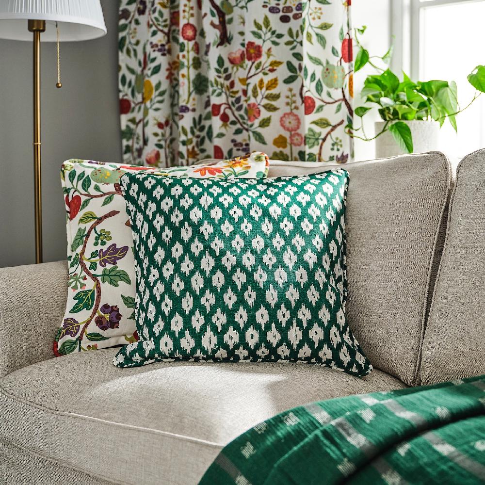 IKEA SKÅNEFIBBLA Funda de cojín verde/blanco 50x50 cm En línea