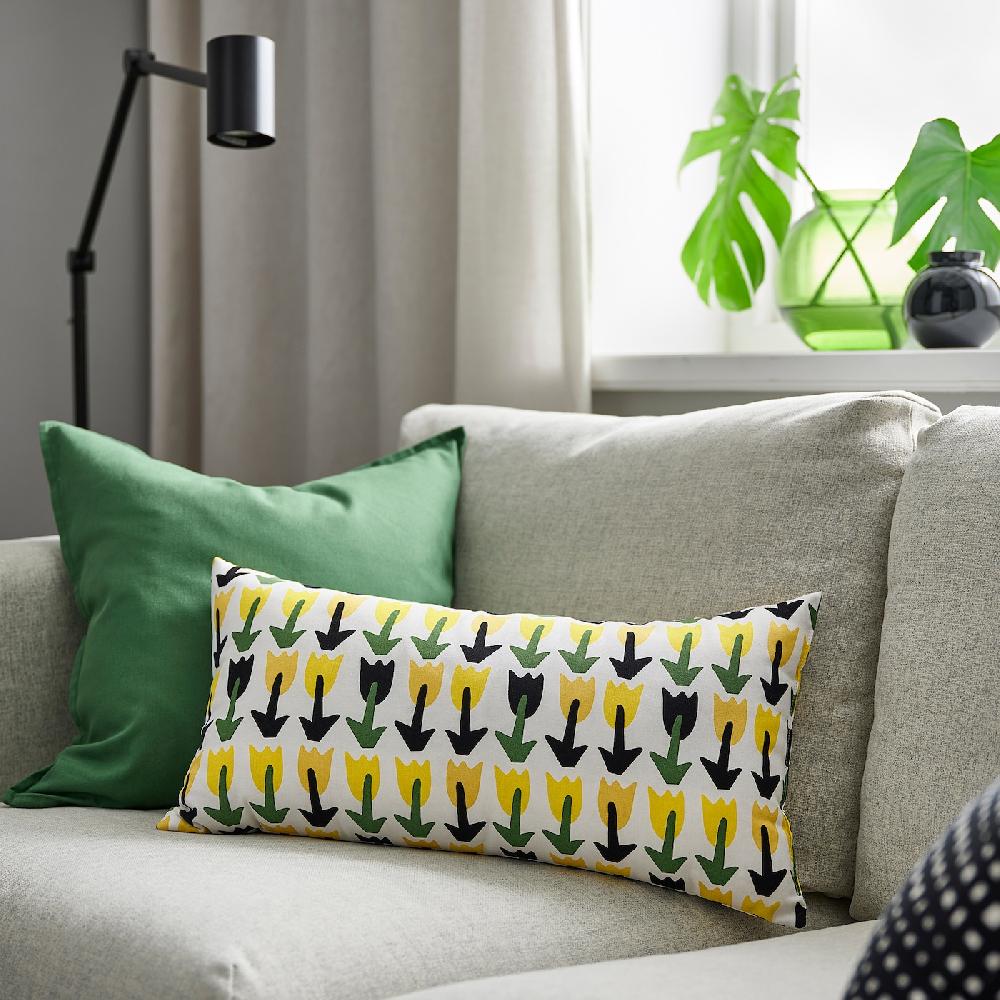 IKEA SANDMOTT Cojín verde/amarillo 30x58 cm Outlet