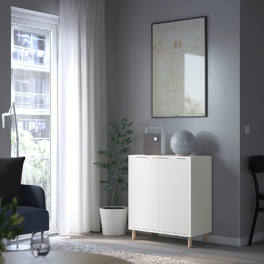 IKEA EKET Combinación de almacenaje con patas blanco/madera 70x35x80 cm Mejor oferta
