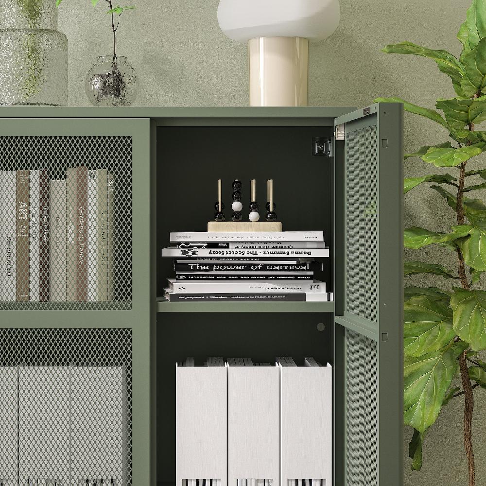 IKEA IVAR Armario con puertas verde grisáceo rejilla 80x83 cm Oferta especial