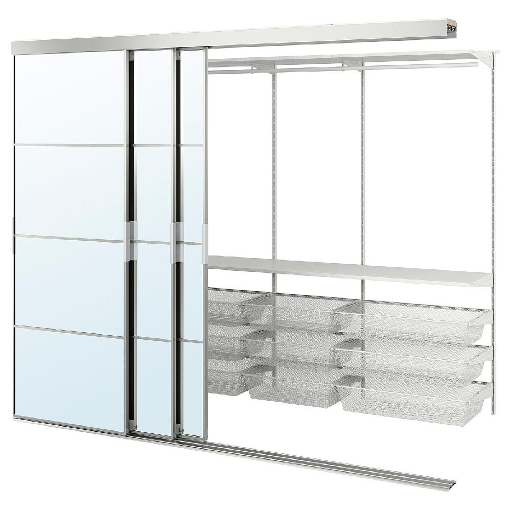 IKEA SKYTTA / BOAXEL Vestidor+puertas correderas aluminio/Auli espejo 251x115x205 cm