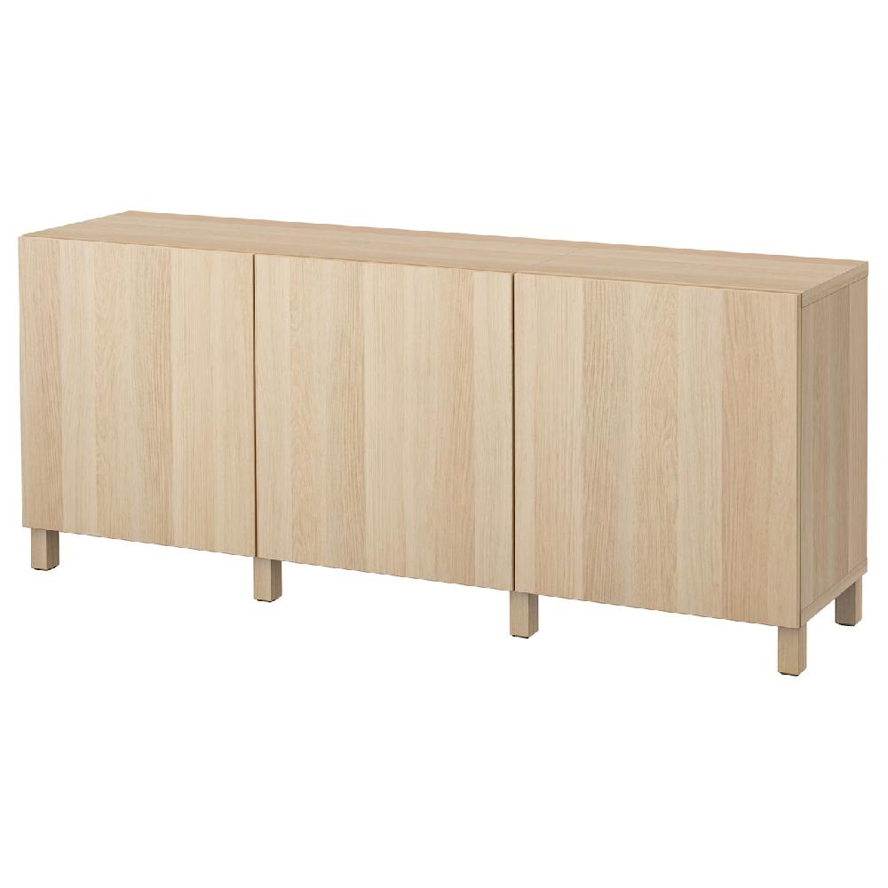 IKEA BESTÅ Mueble salón efecto roble tinte blanco/Lappviken/Stubbarp efecto roble tinte blanco 180x42x74 cm