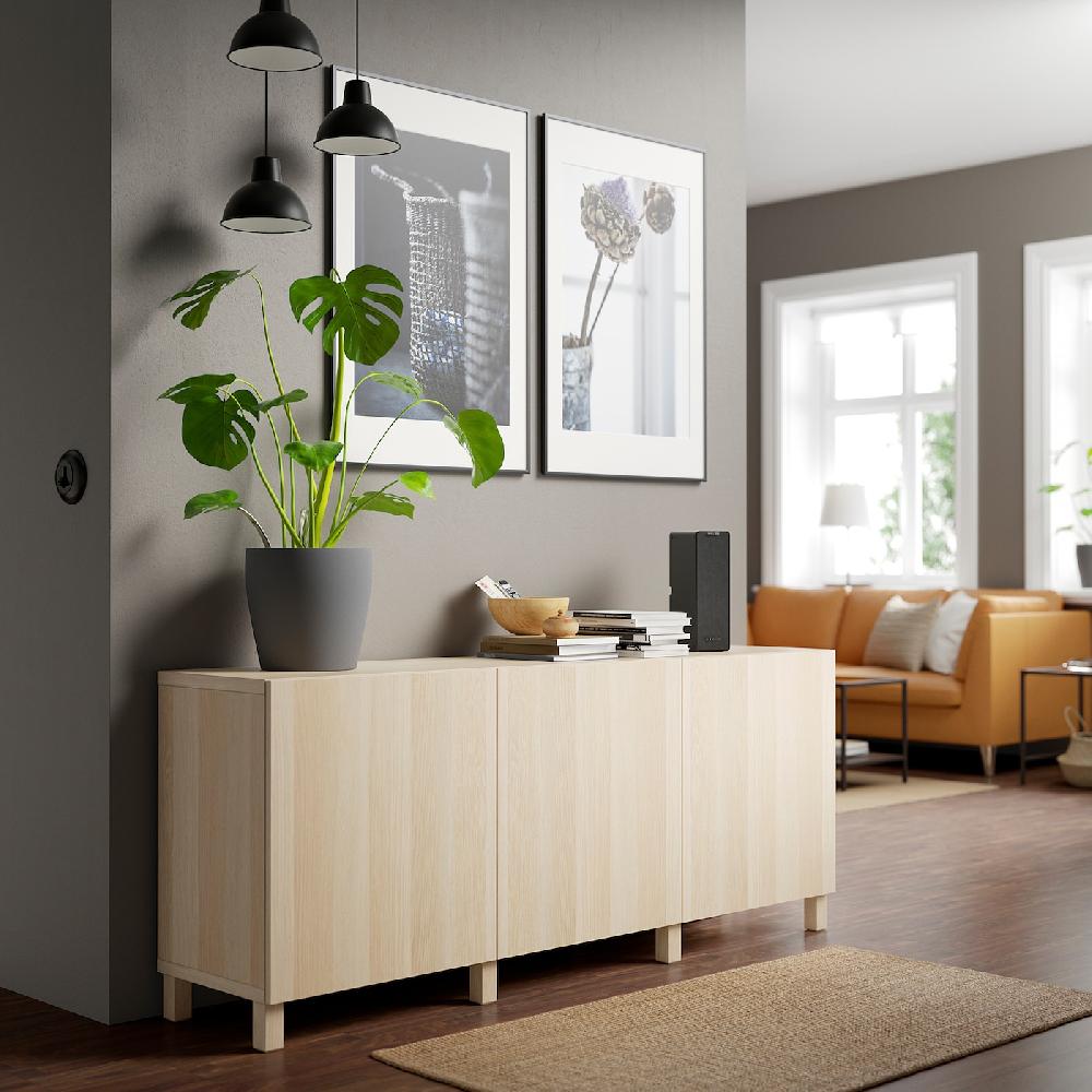 IKEA BESTÅ Mueble salón efecto roble tinte blanco/Lappviken/Stubbarp efecto roble tinte blanco 180x42x74 cm En oferta