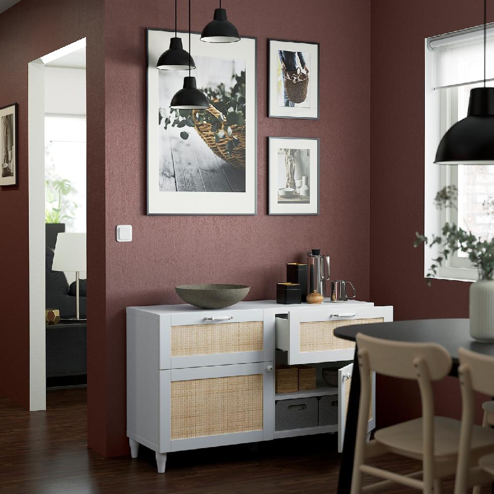 IKEA BESTÅ Mueble salón blanco Studsviken/Kabbarp/blanco álamo negro 120x42x74 cm Descuentos del mes