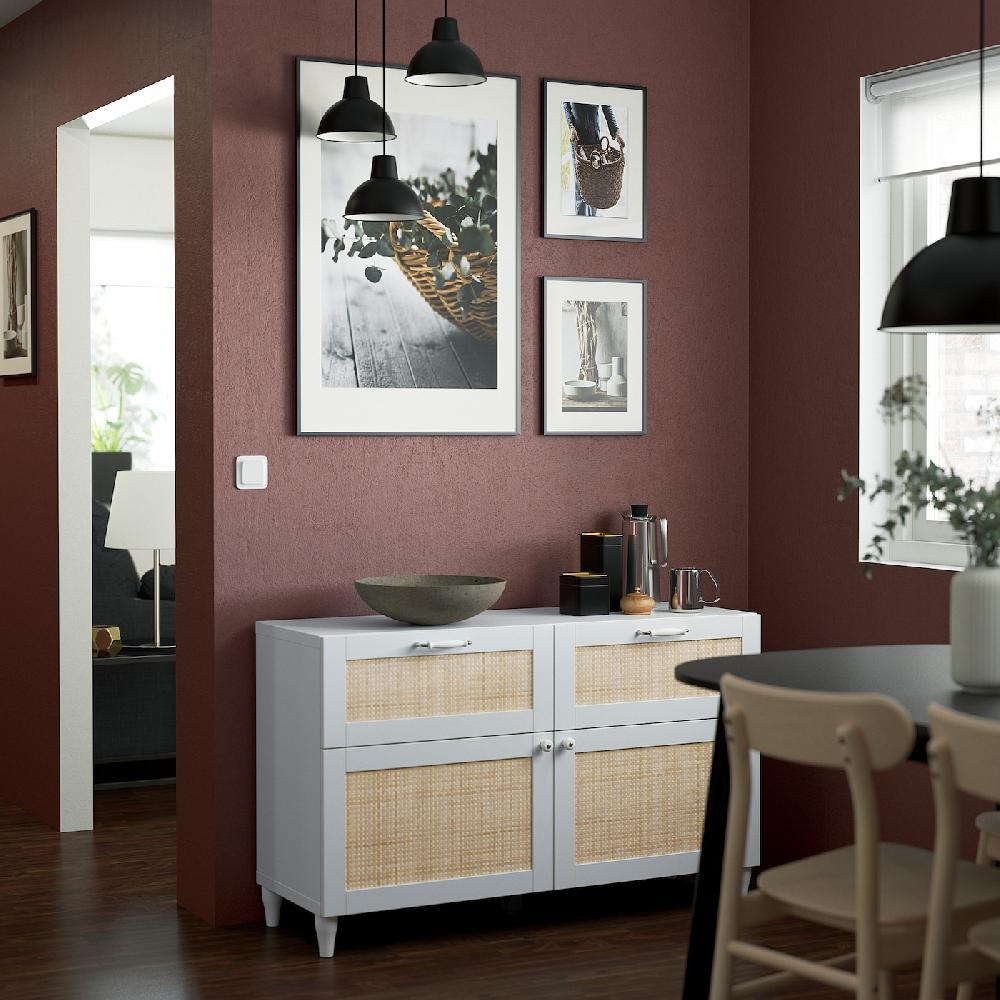 IKEA BESTÅ Mueble salón blanco Studsviken/Kabbarp/blanco álamo negro 120x42x74 cm Descuentos del mes