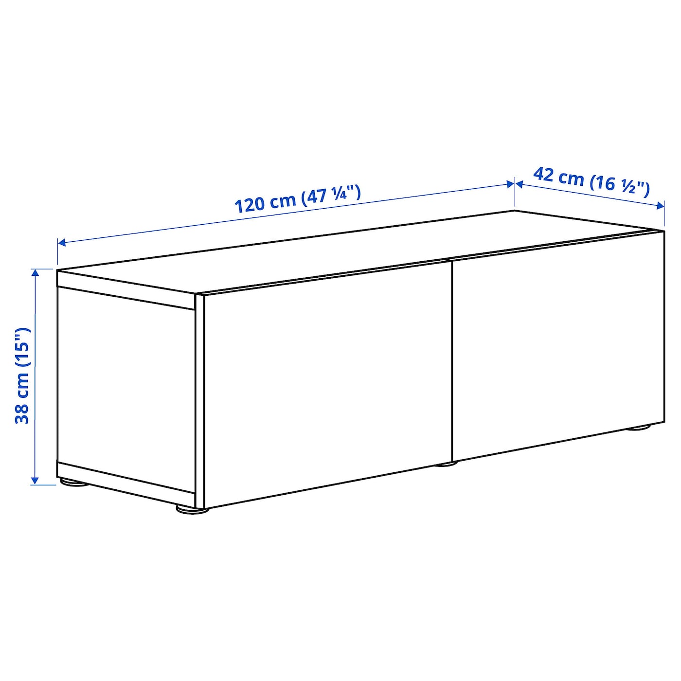 IKEA BESTÅ Estantería con puertas blanco/Lappviken blanco 120x42x38 cm Descuento por venta flash