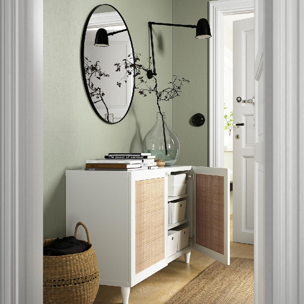 IKEA BESTÅ Mueble salón blanco Studsviken/Kabbarp/blanco álamo negro 120x42x74 cm Ofertas especiales