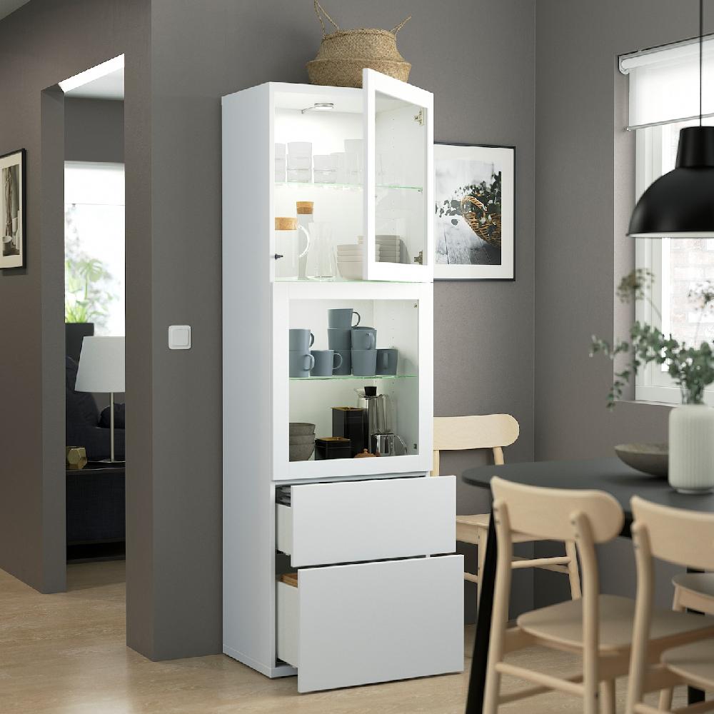 IKEA BESTÅ Vitrina blanco/Lappviken vidrio transparente blanco 60x42x193 cm Rebajas de fin de temporada