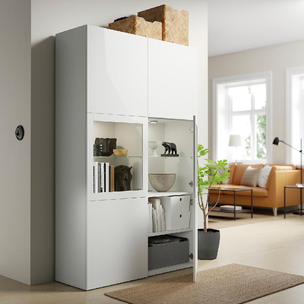 IKEA BESTÅ Vitrina blanco Lappviken/Sindvik vidrio transparente blanco 120x42x193 cm Ofertas