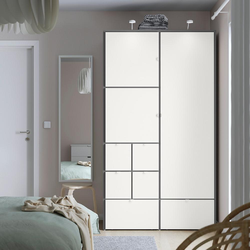 IKEA VISTHUS Armario gris/blanco 122x59x216 cm Ventas relámpago