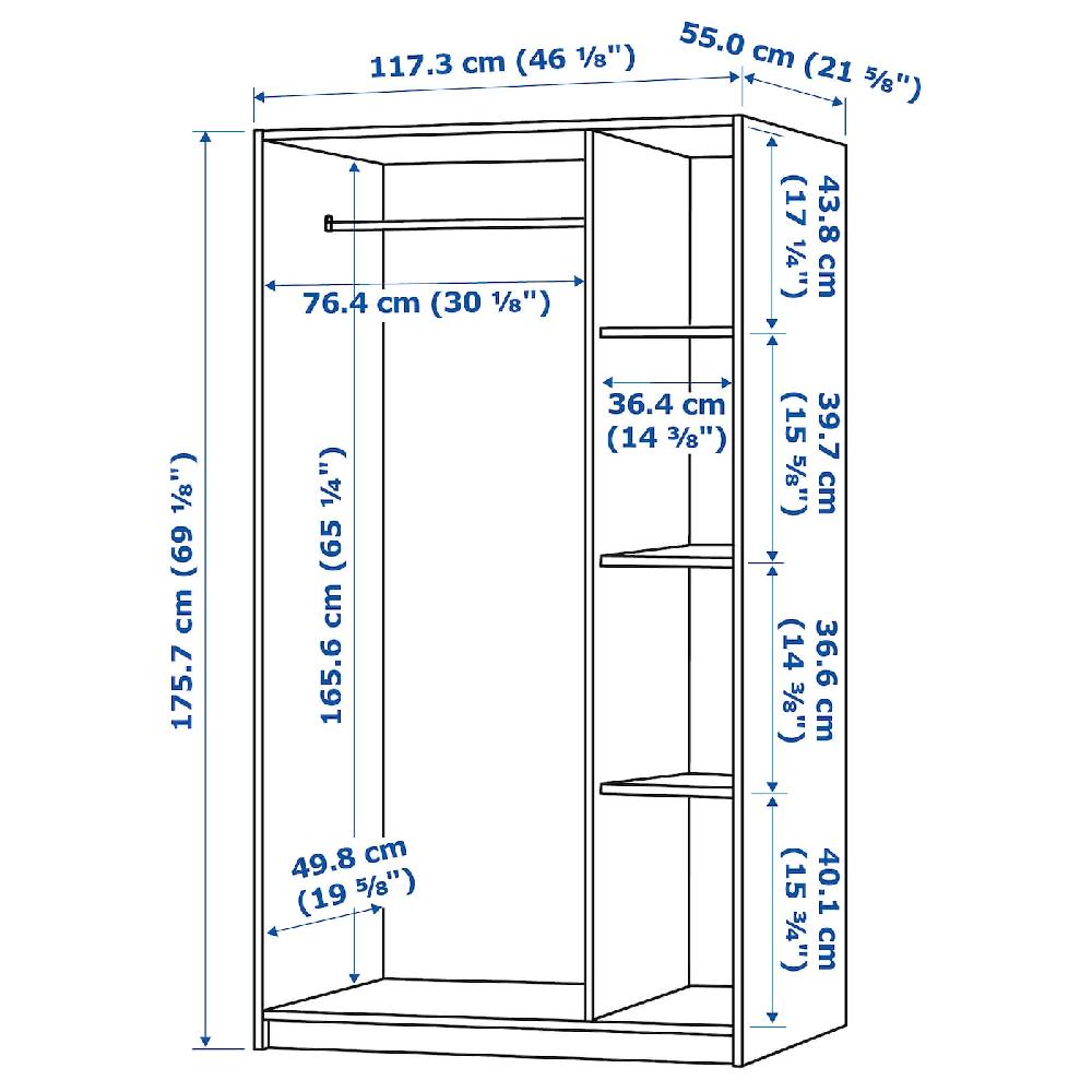 IKEA RAKKESTAD Armario con 3 puertas negro-marrón 117x176 cm Descuento