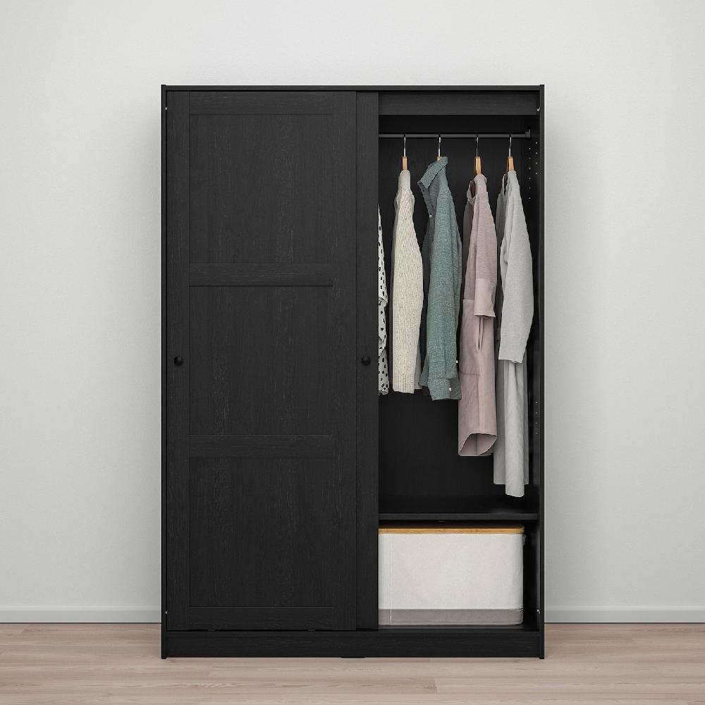 IKEA RAKKESTAD Armario con puertas correderas negro-marrón 117x176 cm Rebajas top
