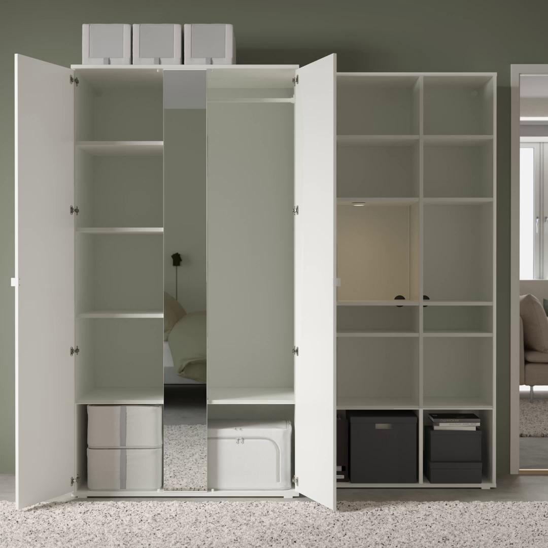 IKEA VIHALS Combinación armario blanco/espejo 200x57x200 cm Precio de fábrica