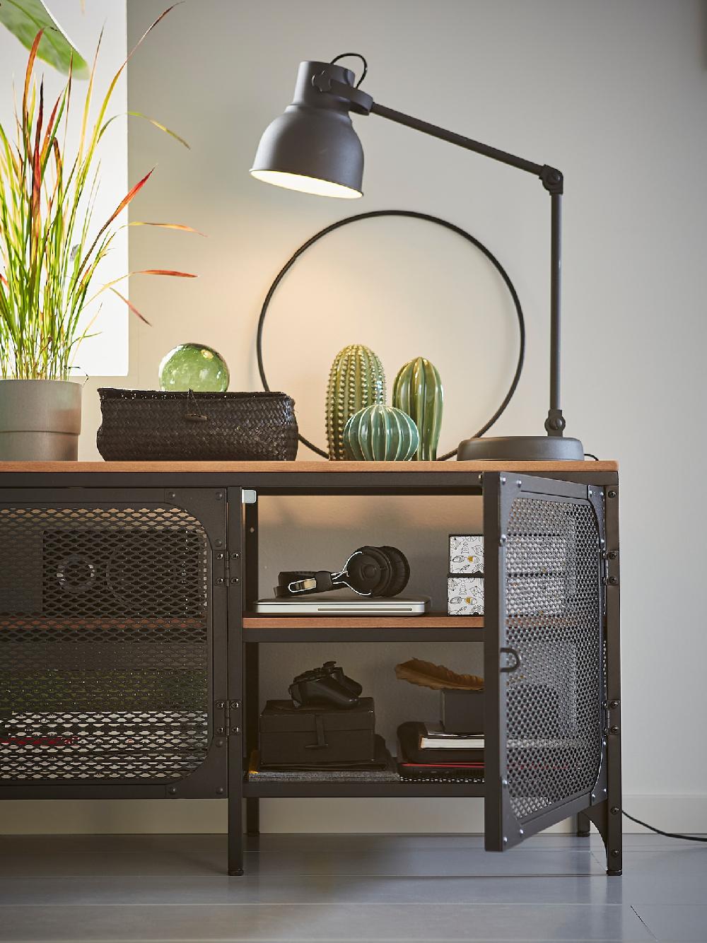 IKEA FJÄLLBO Mueble TV con estantería negro 250x36x95 cm Promoción trimestral