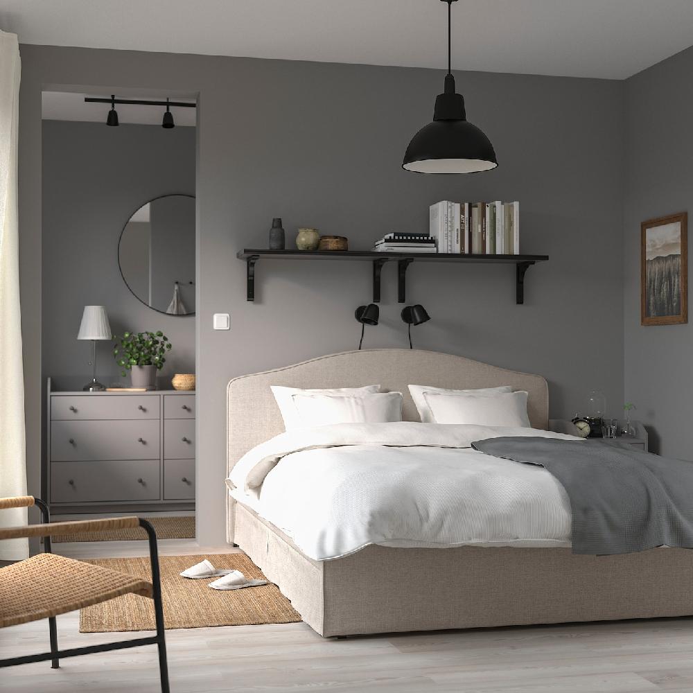 IKEA RAMNEFJÄLL Estructura cama tapizada Kilanda beige claro/Luröy 140x200 cm Oferta exclusiva