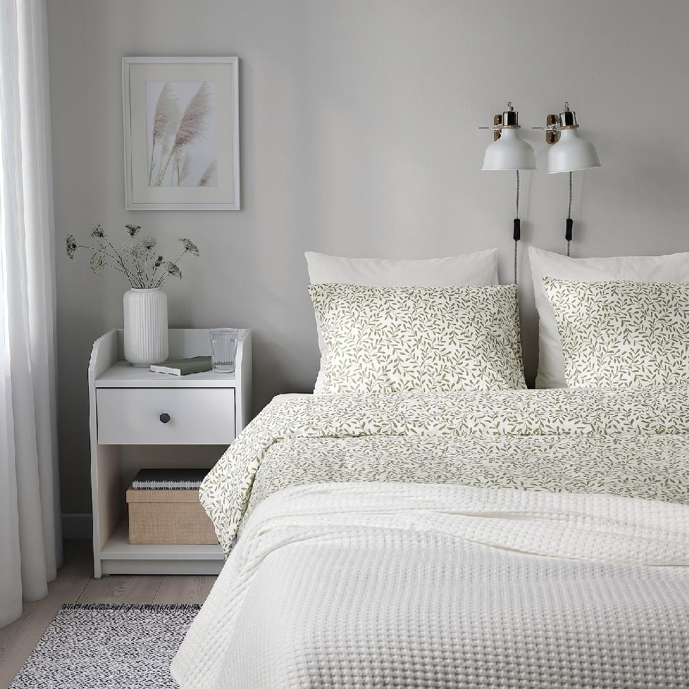 IKEA SORGMANTEL Funda nórdica y 2 fundas almohada blanco/verde 240x220/50x60 cm Grandes ahorros