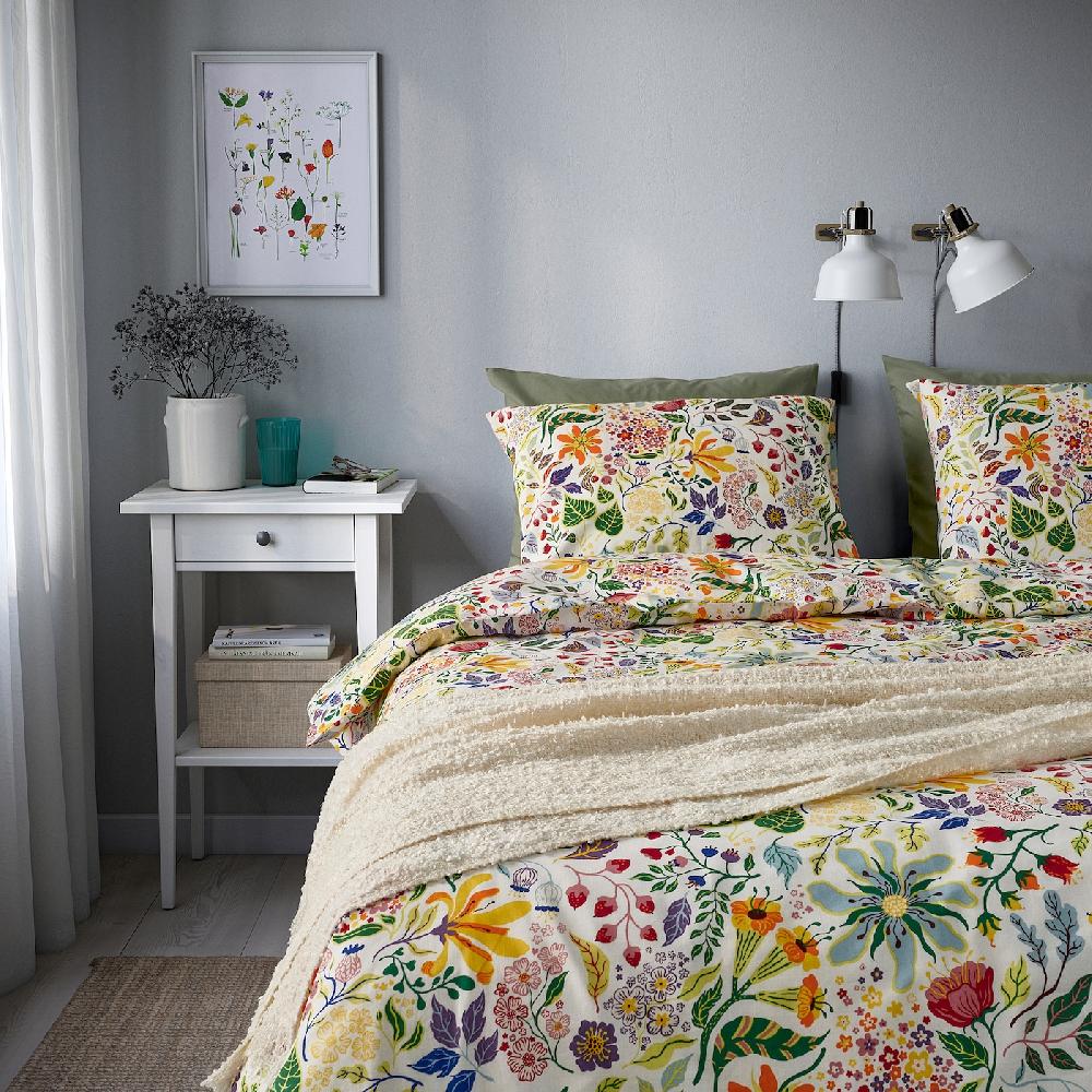 IKEA STRANDLUMMER Funda nórdica y 2 fundas almohada multicolor/motivo floral 240x220/50x60 cm Rebajas de fin de temporada
