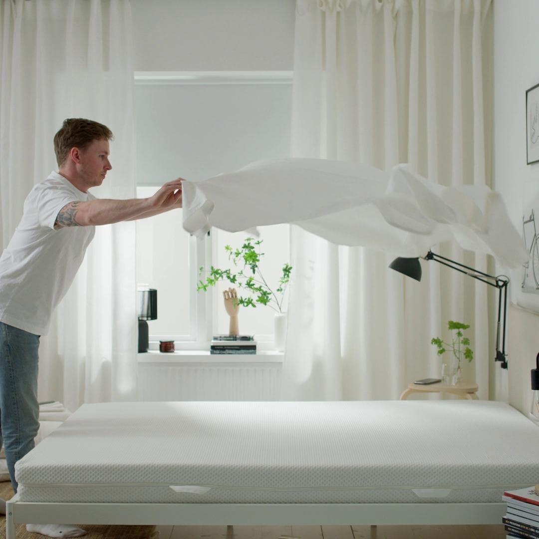 IKEA DVALA Sábana bajera ajustable blanco 160x200 cm Precio ultrabajo
