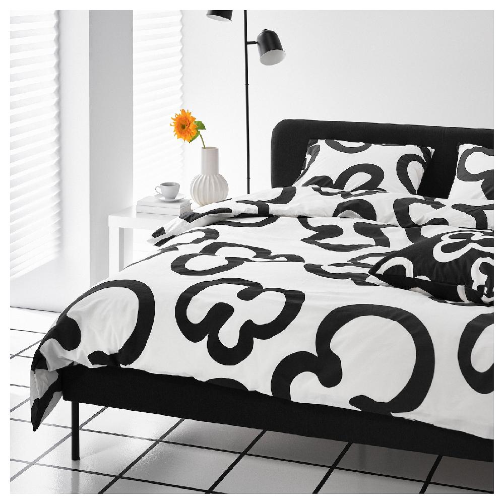 IKEA KLIPPBRÄCKA Funda nórdica y 2 fundas almohada blanco/negro 240x220/50x60 cm Devoluciones gratuitas