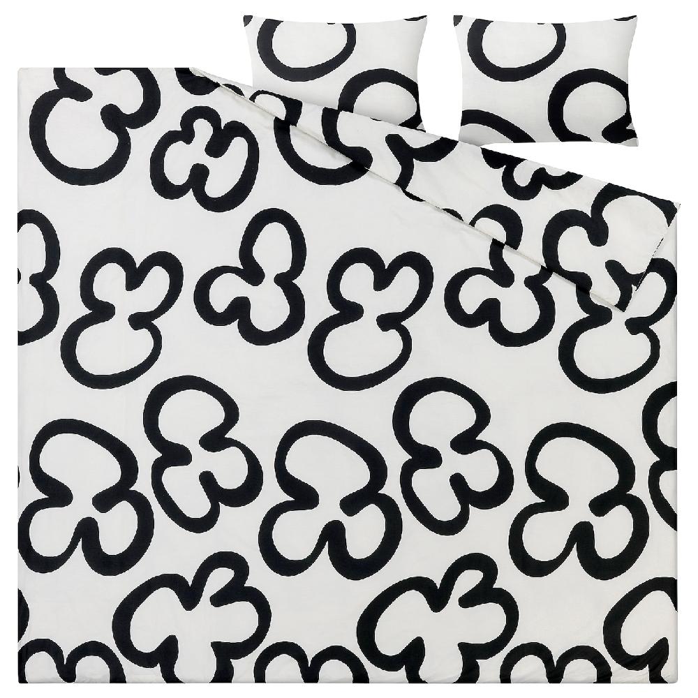 IKEA KLIPPBRÄCKA Funda nórdica y 2 fundas almohada blanco/negro 240x220/50x60 cm Devoluciones gratuitas