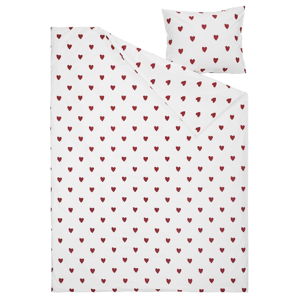 IKEA BARNDRÖM Funda nórdica con funda de almohada motivo corazón/blanco rojo 150x200/50x60 cm En línea