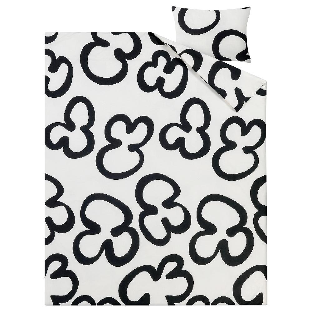 IKEA KLIPPBRÄCKA Funda nórdica con funda de almohada blanco/negro 150x200/50x60 cm Outlet