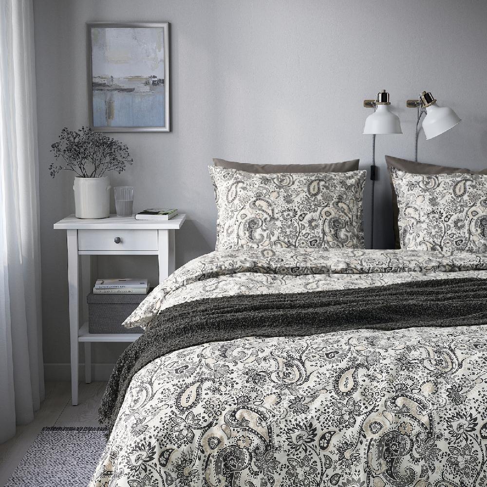 IKEA RODGERSIA Funda nórdica con funda de almohada gris/blanco 150x200/50x60 cm Outlet online