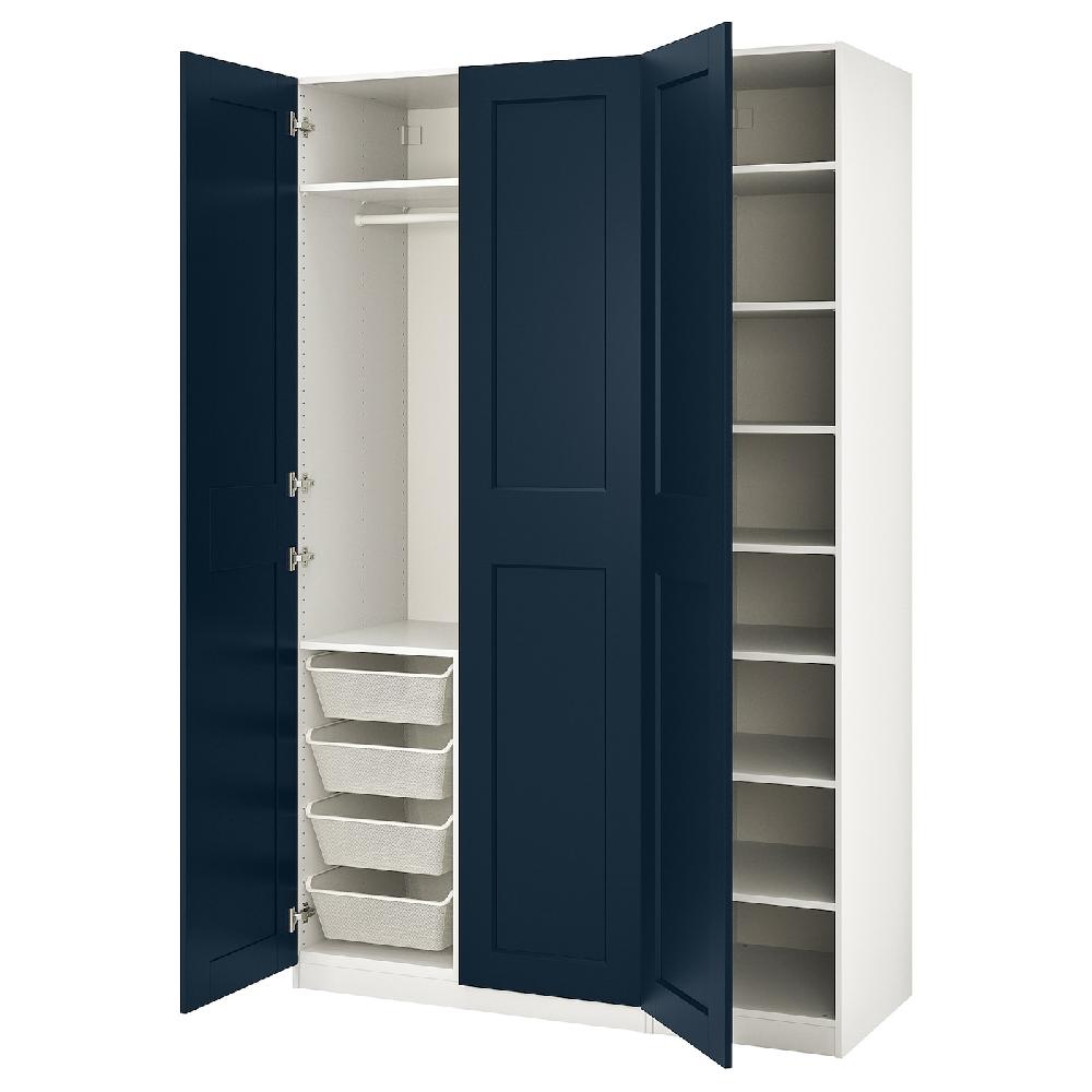 IKEA PAX / GRIMO Combinación armario blanco/azul oscuro 150x60x236 cm