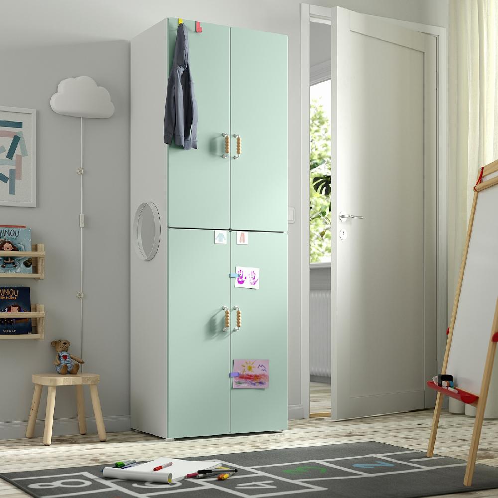 IKEA SMÅSTAD / PLATSA Armario blanco verde claro/con 2 barras de armario 60x42x181 cm Últimos 3 días