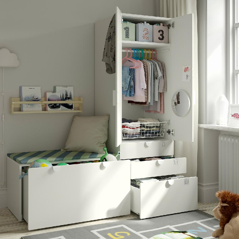 IKEA SMÅSTAD / PLATSA Combinación de almacenaje blanco azul/con banco 150x57x181 cm Últimos 2 días