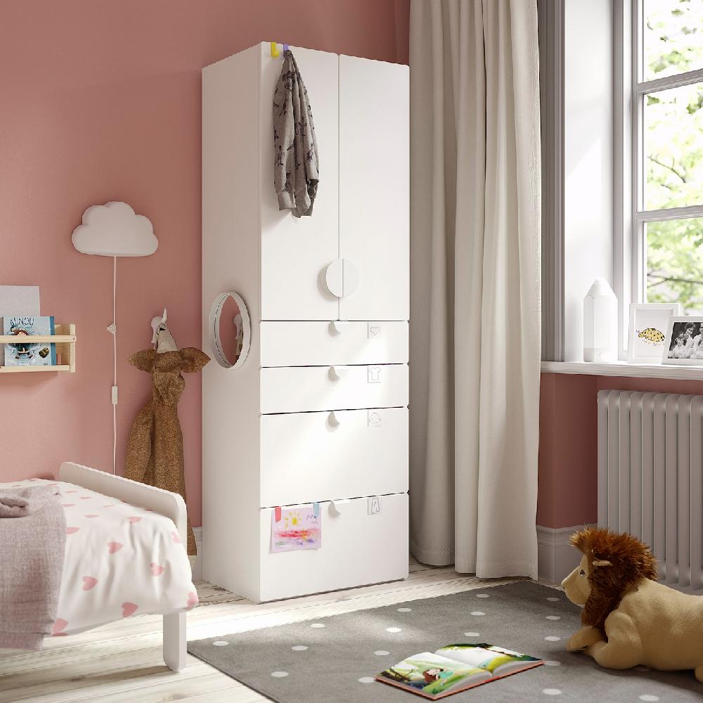 IKEA SMÅSTAD / PLATSA Armario blanco blanco/con 4 cajones 60x42x181 cm Solo hoy
