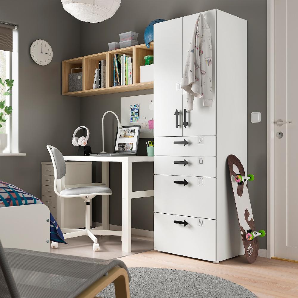 IKEA SMÅSTAD / PLATSA Armario blanco blanco/con 4 cajones 60x42x181 cm Solo hoy