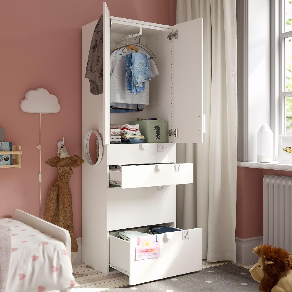 IKEA SMÅSTAD / PLATSA Armario blanco blanco/con 4 cajones 60x42x181 cm Solo hoy