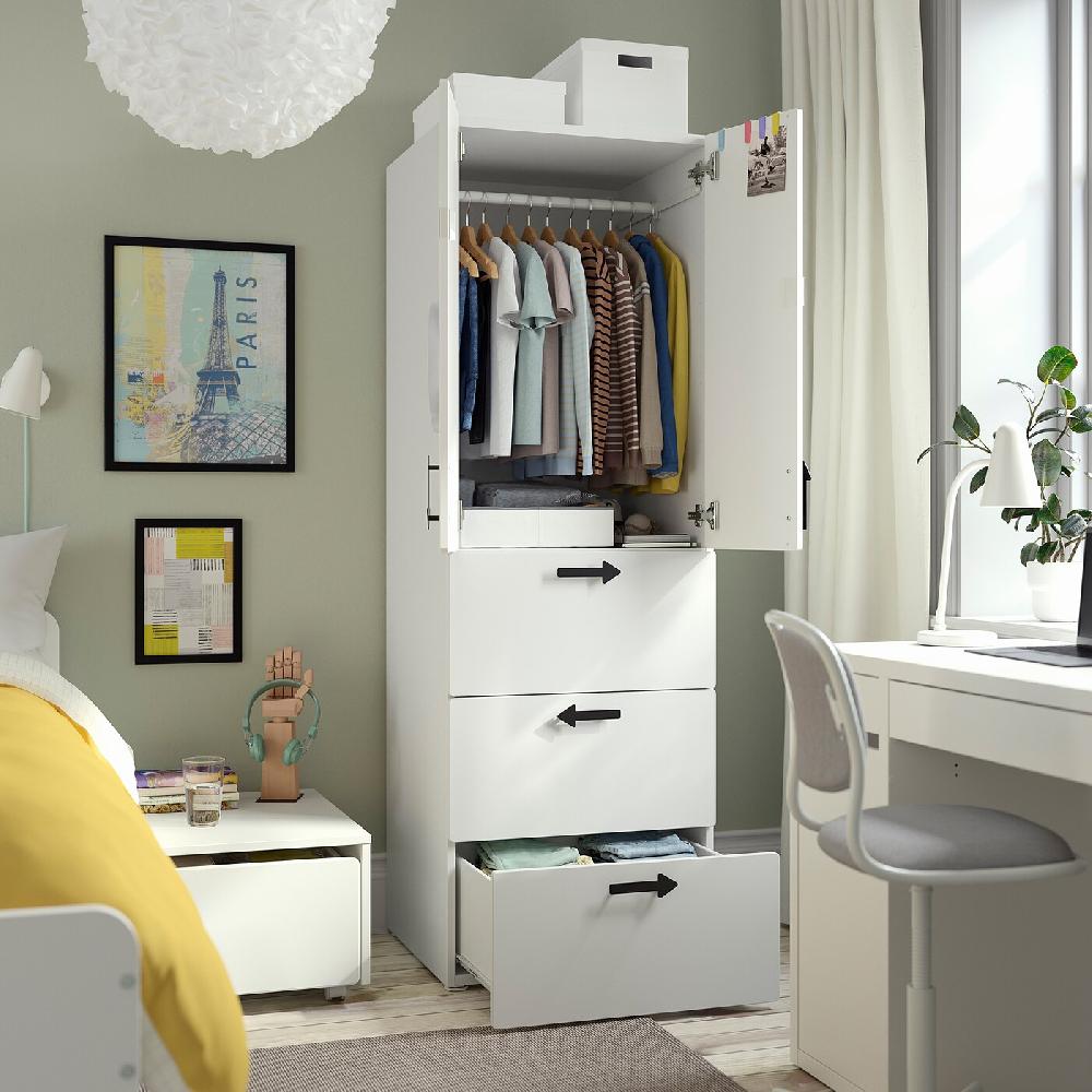 IKEA SMÅSTAD / PLATSA Armario blanco raya/verde claro con 3 cajones 60x57x181 cm Grandes descuentos
