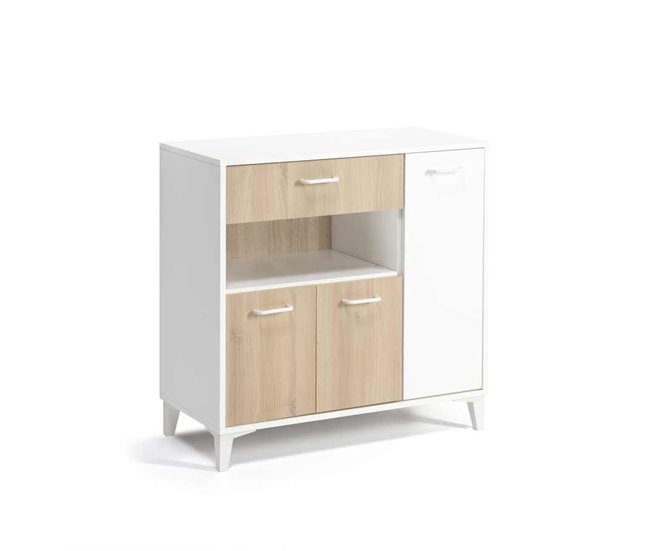 Conforama Mueble Microondas FRESH DMF 2 Puertas roble y blanco Liquidación