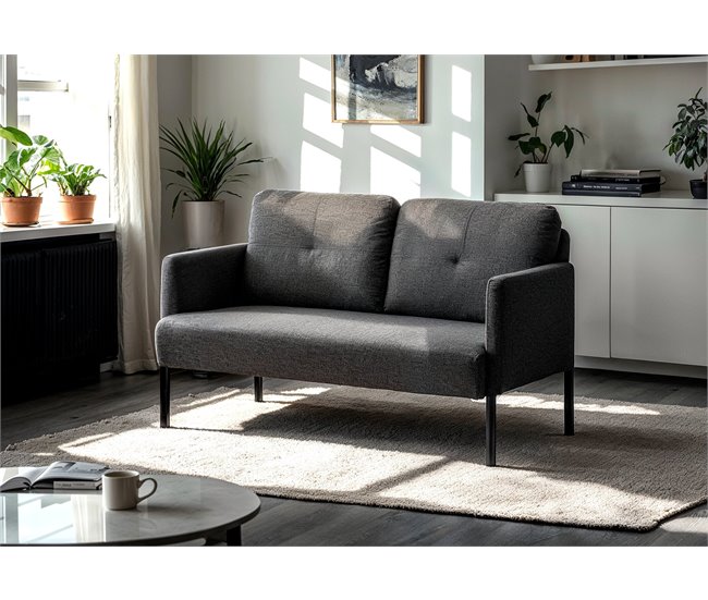 Conforama Sofá 2 plazas color gris oscuro POP Oferta especial de fábrica