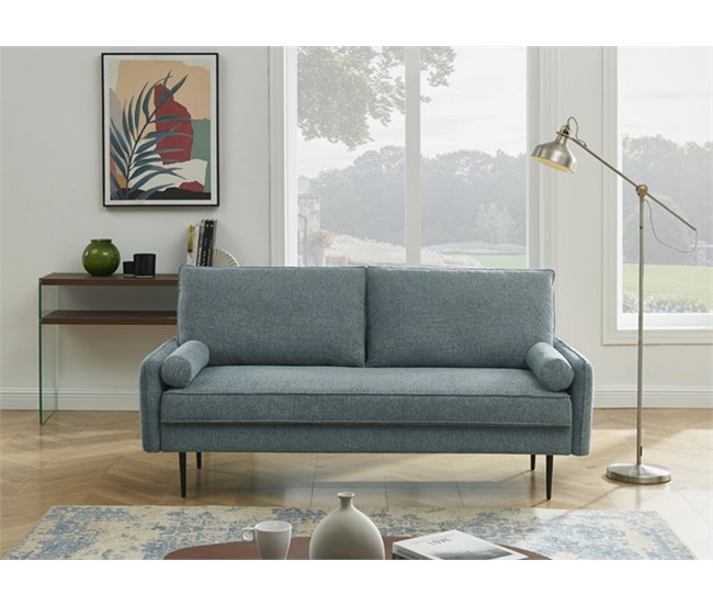 Conforama Sofá ZEKE de 2 plazas color azul Promoción trimestral