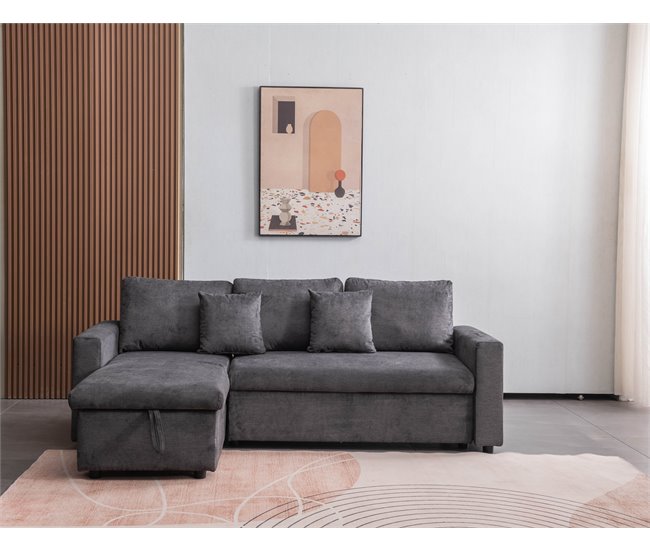 Conforama Chaise longue DRAKO reversible gris oscuro Superdescuento