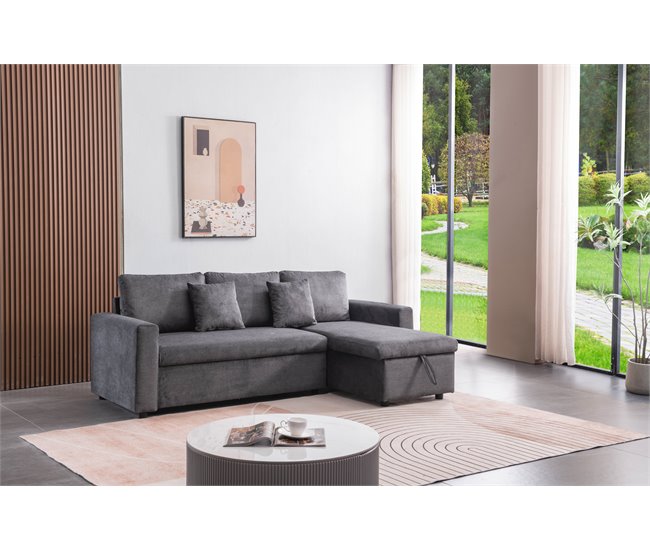 Conforama Chaise longue DRAKO reversible gris oscuro Superdescuento