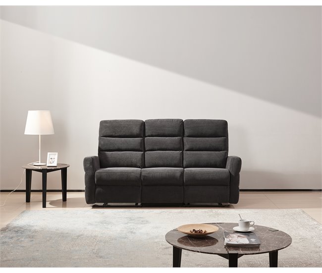 Conforama Sofá 3 plazas relax manual ZEUS color gris Grandes descuentos