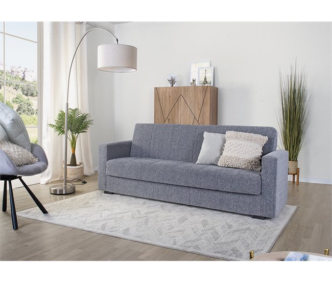 Conforama Sofá cama de tela NORA color gris Limitado a 3 días