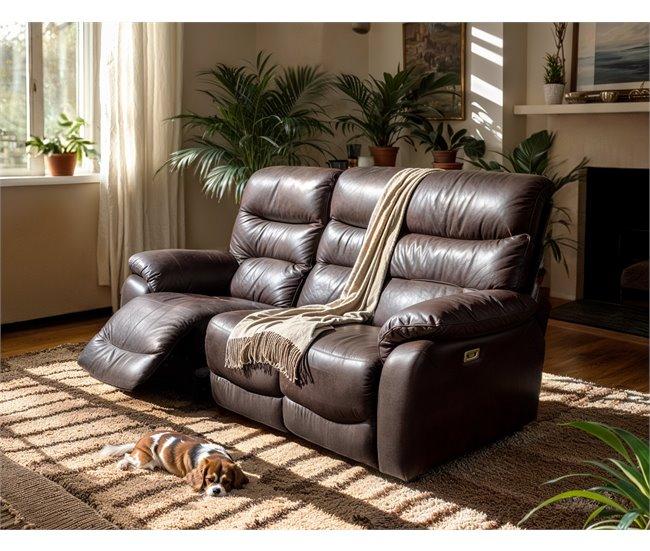 Conforama Sofá relax motorizado 3 plazas microfibra ESPRIT color marrón Precios de Black Friday
