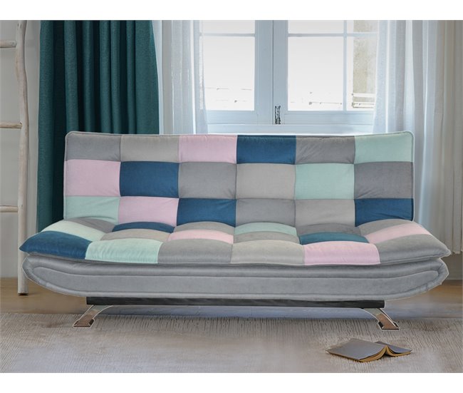 Conforama Sofá cama de tela MARIE estampado multicolor Descuento por venta flash